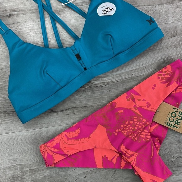 ☀️HURLEY☀️ VOLCOM ☀️MAX SCOOP BIKINI TOP PALM FUN DAY cheeky bikini set - Picture 5 of 16